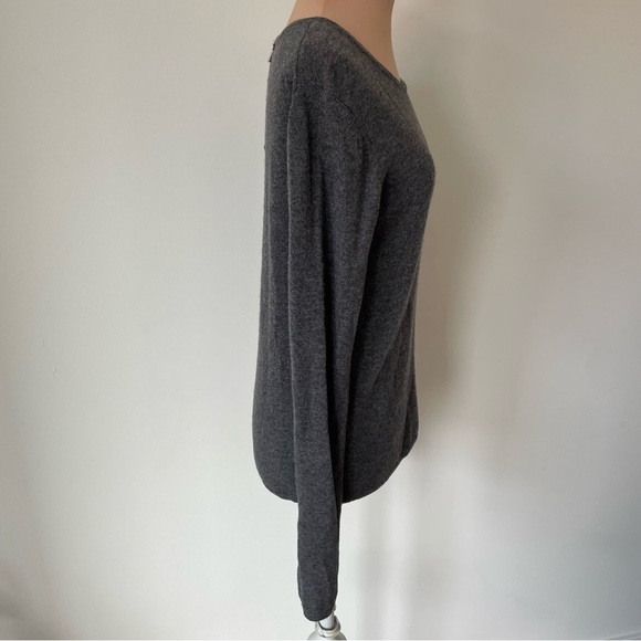 Maje Gray Dojussy Wool Cashmere Zip Cuff Crew Neck Long Sleeve Sweater Size 1/S - Picture 5 of 10